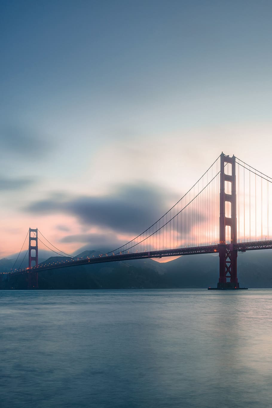 Red Concrete Bridge, architecture, bay, evening, golden gate bridge HD wallpaper