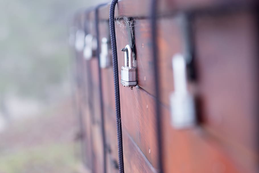 lock, padlock, rope, box, storage, foggy, metal, selective focus HD wallpaper