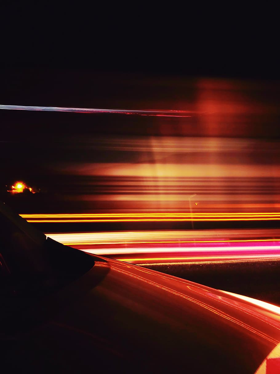 long exposure, light, lights, pink, orange, yellow, car, cars HD wallpaper