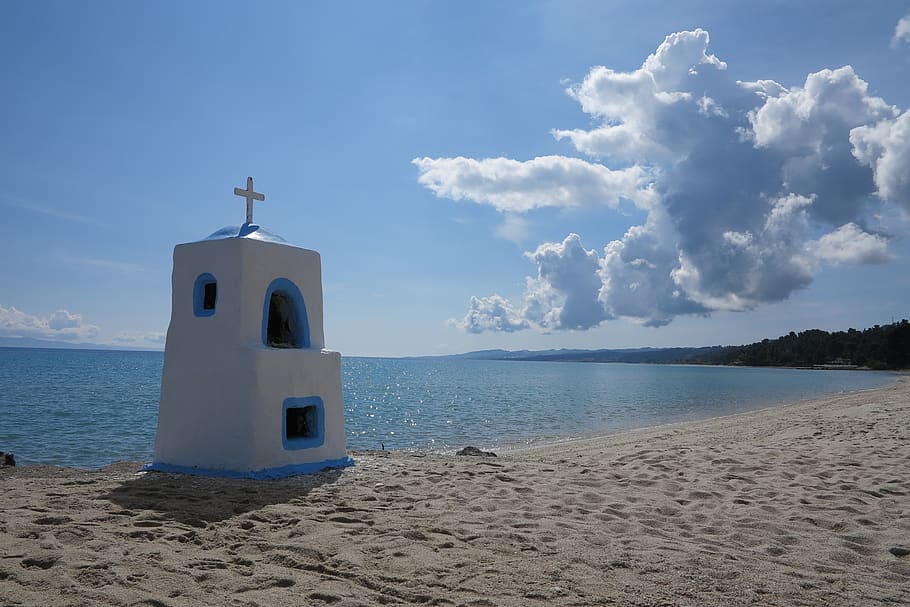greece, halkidiki, sky, water, sea, cloud - sky, land, beauty in nature HD wallpaper