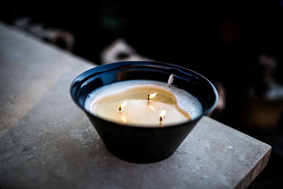 black votive candle, burning, fire, flame, fire - natural phenomenon, HD wallpaper