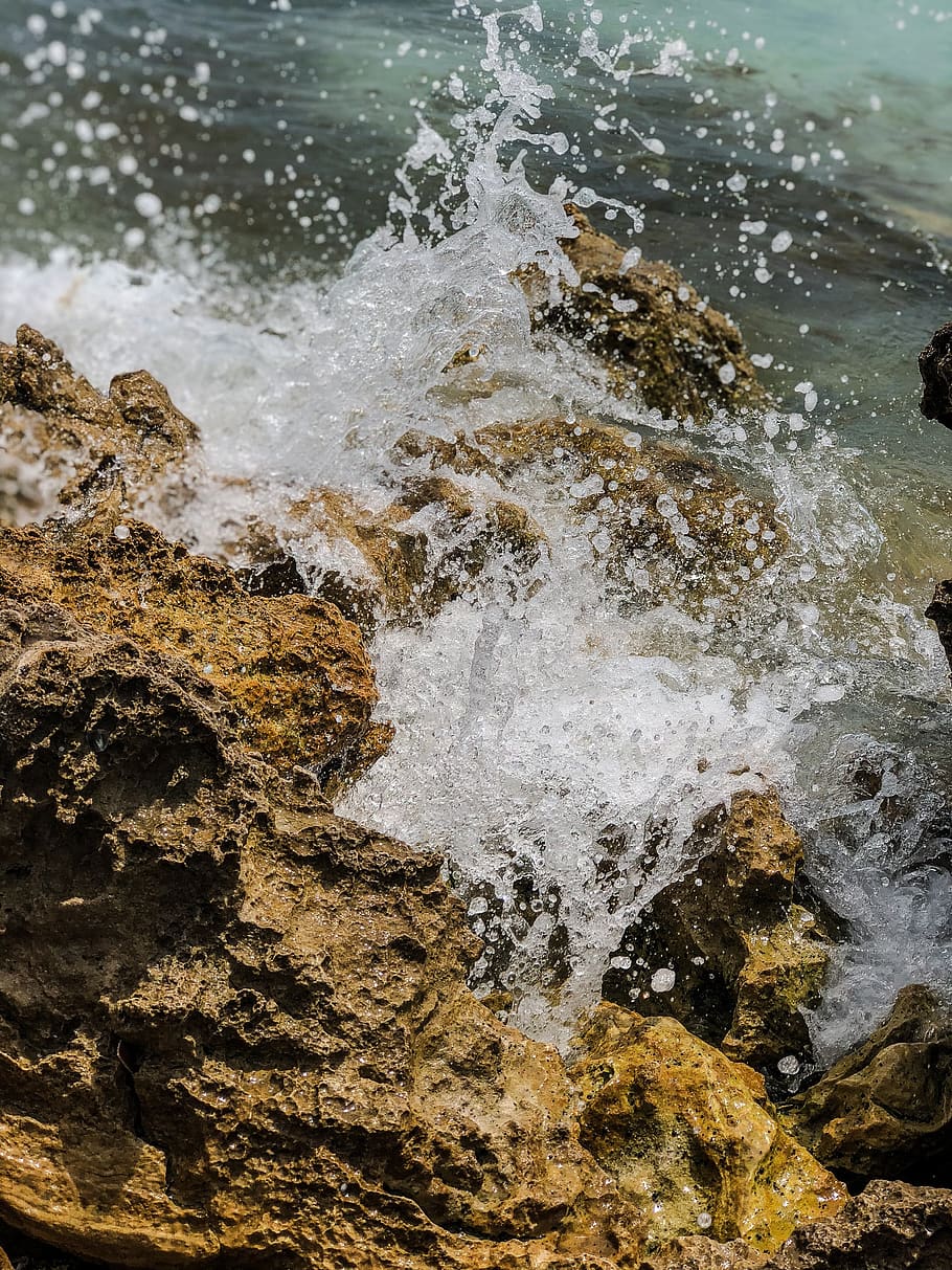 waves of water, rock, coast, ocean, sea, united states, bradenton beach HD wallpaper