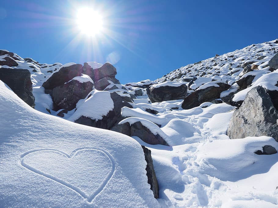 Gray Rocks Covered With Snow, adventure, climb, cold, draw, frozen HD wallpaper