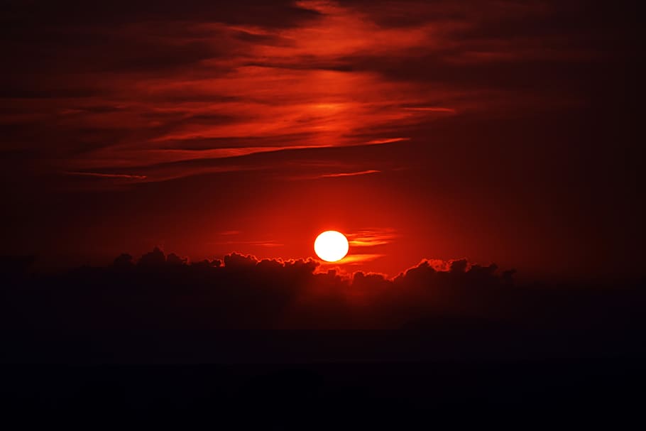 orange sunset, sky, beauty in nature, scenics - nature, tranquility HD wallpaper