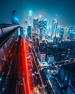 time lapse photo of high rise buildings, person, light, jedi HD wallpaper
