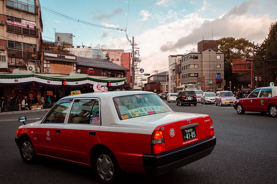 japan, kyoto, gion-shijo station, vintage, retro, traffic, road, HD wallpaper