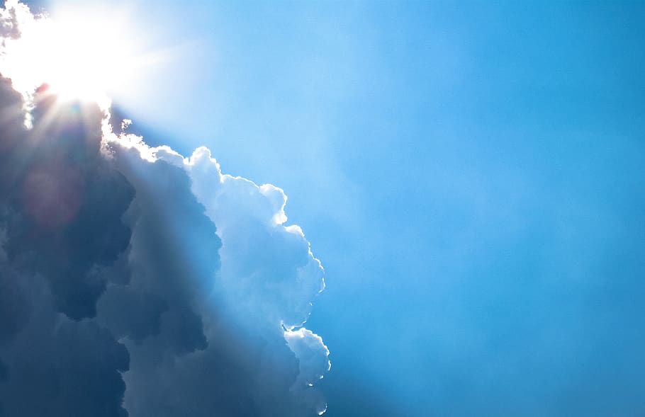 Clouds during Day, blue, nature, sky, sun, sun glare, cloud - sky HD wallpaper