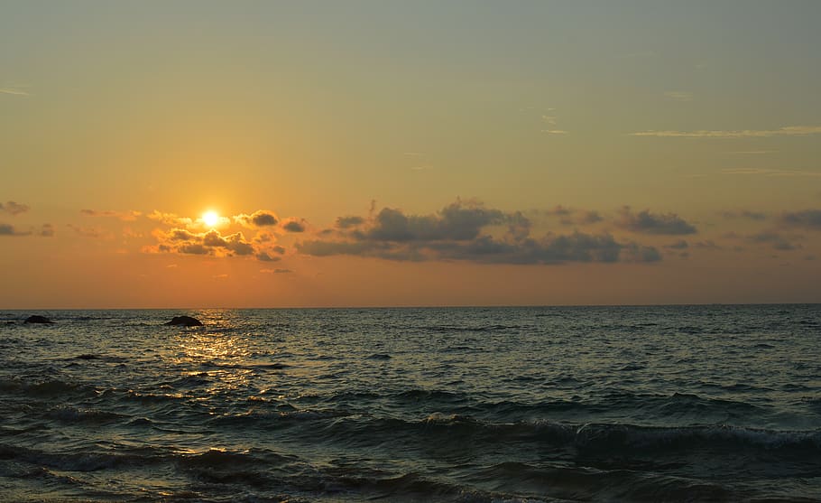 sunset, evening, sky, nature, landscape, dusk, mood, afterglow HD wallpaper
