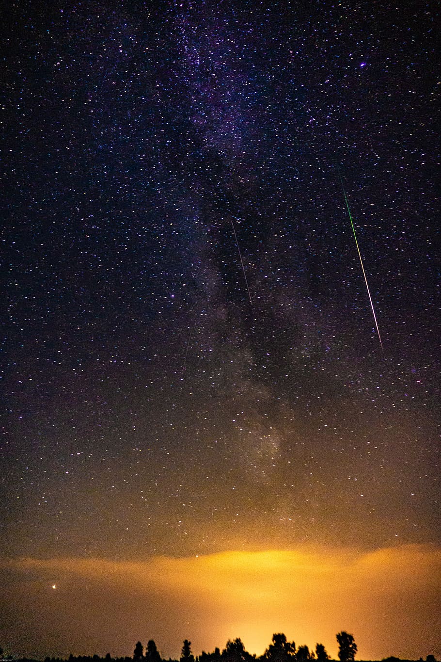 landscape photo of meteor shower, sunrise, shooting star, galaxy, HD wallpaper