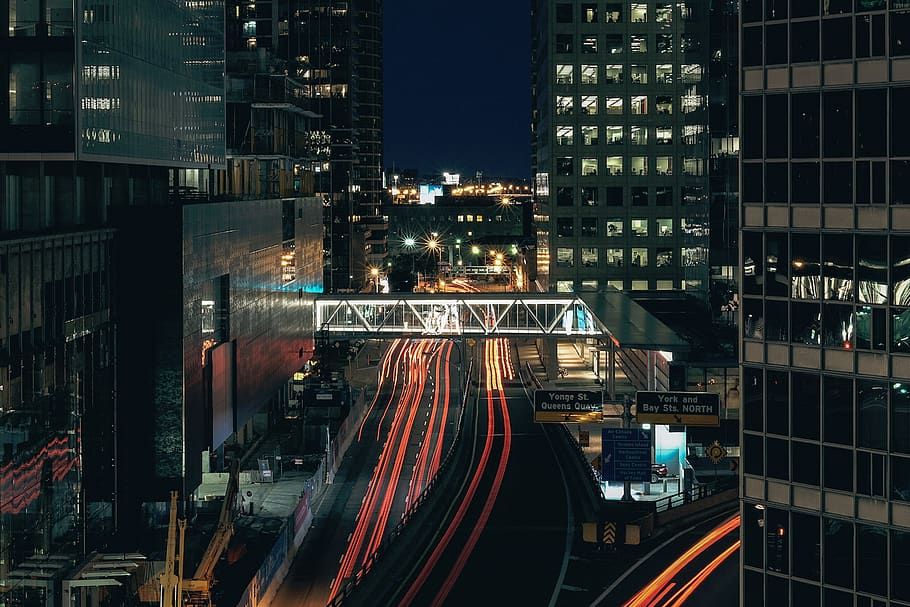 buildings, city, urban, architecture, lights, night, building exterior HD wallpaper