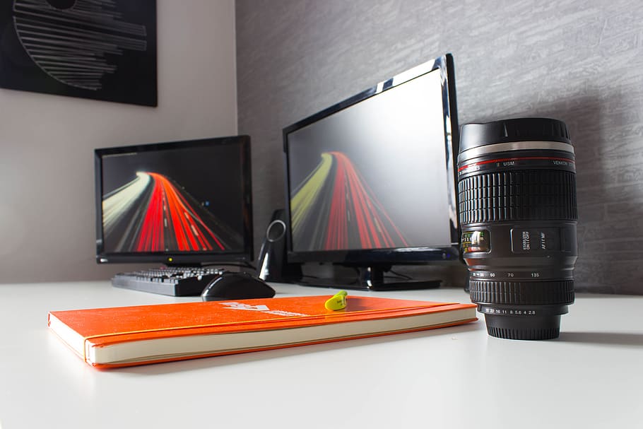 work, desk, coffee, worksurface, note, pc, office, screen, table HD wallpaper