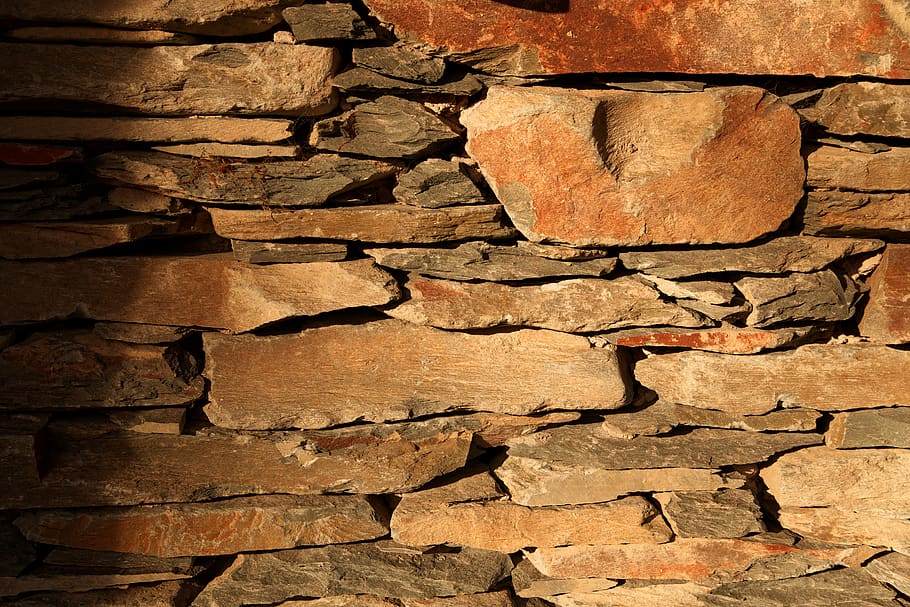 brown stone wall, full frame, backgrounds, textured, no people HD wallpaper