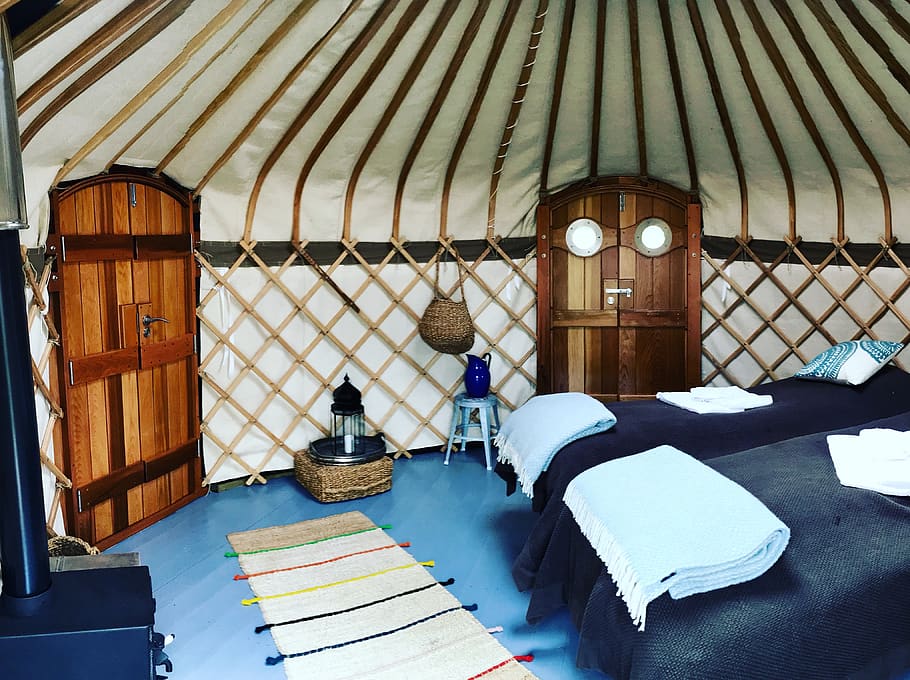 yurt, camping, glamping, uniquehotels, secretgetaway, indoors, HD wallpaper