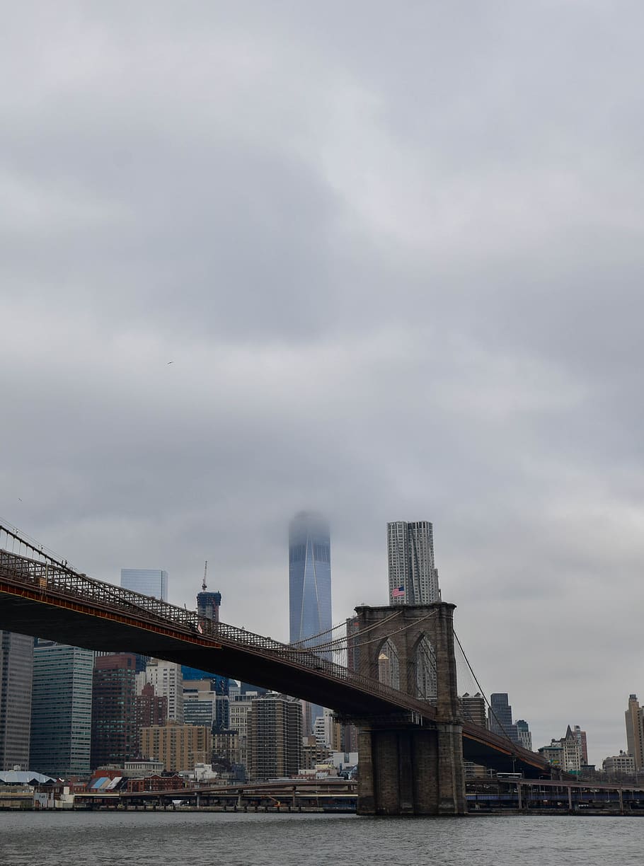 new york, brooklyn, united states, river, brookly bridge, fog, HD wallpaper