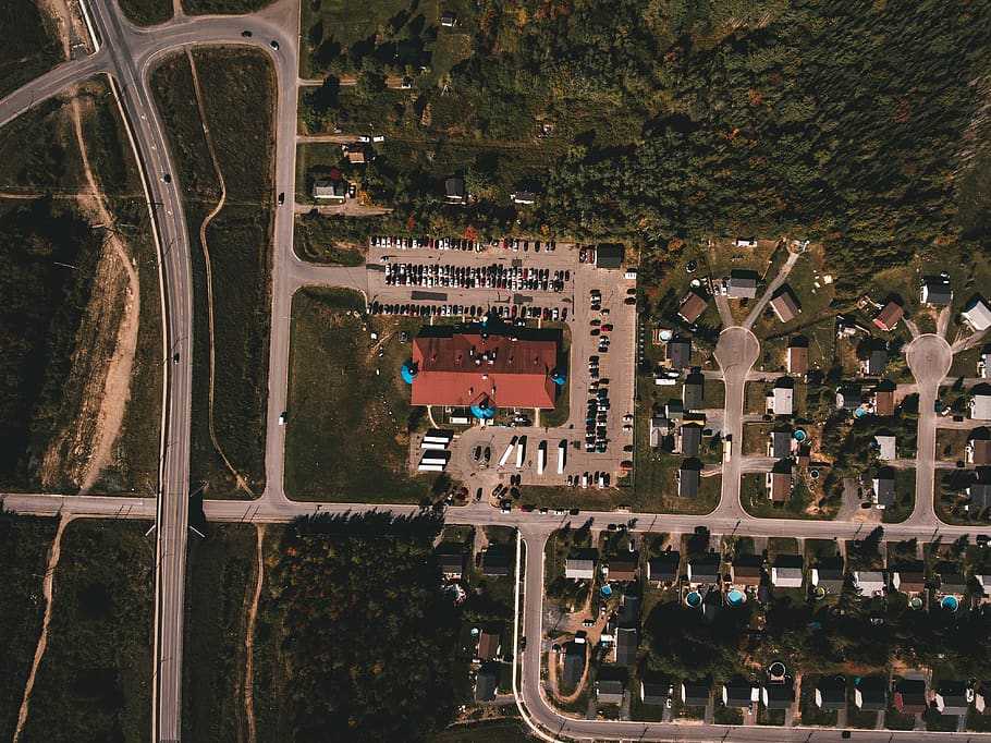 canada, fredericton, drone, trees, cars, new brunswick, architecture HD wallpaper