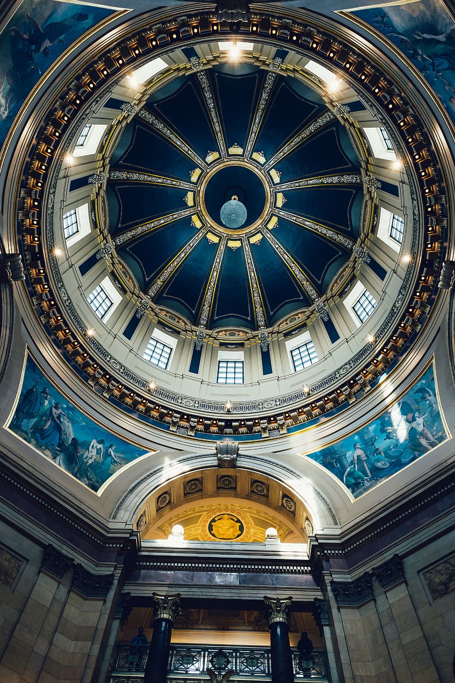 Blue Dome Building, architectural design, architecture, art, ceiling HD wallpaper