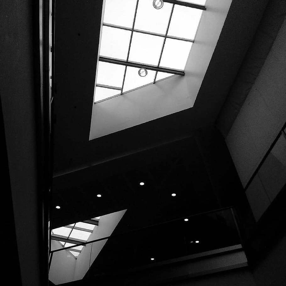 philippines, black, white, black and white, mall, interior HD wallpaper
