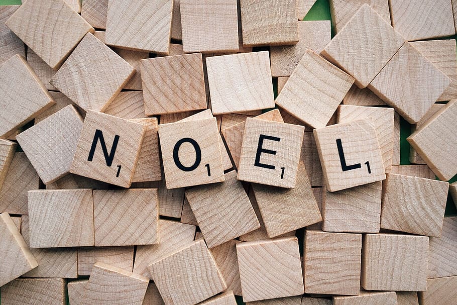 Brown Block Puzzle Board Noel Text, art, cube, design, stacks HD wallpaper