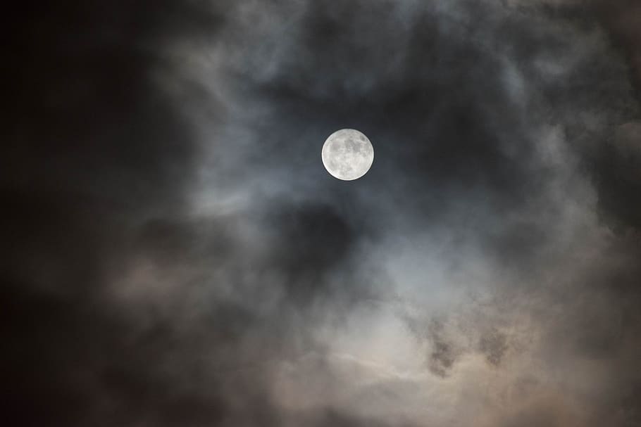 dark, nature, sky, moon, night, cloud - sky, space, astronomy HD wallpaper