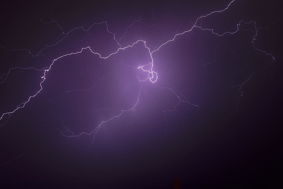 sky, clouds, dark, night, lightning, violet, power in nature HD wallpaper
