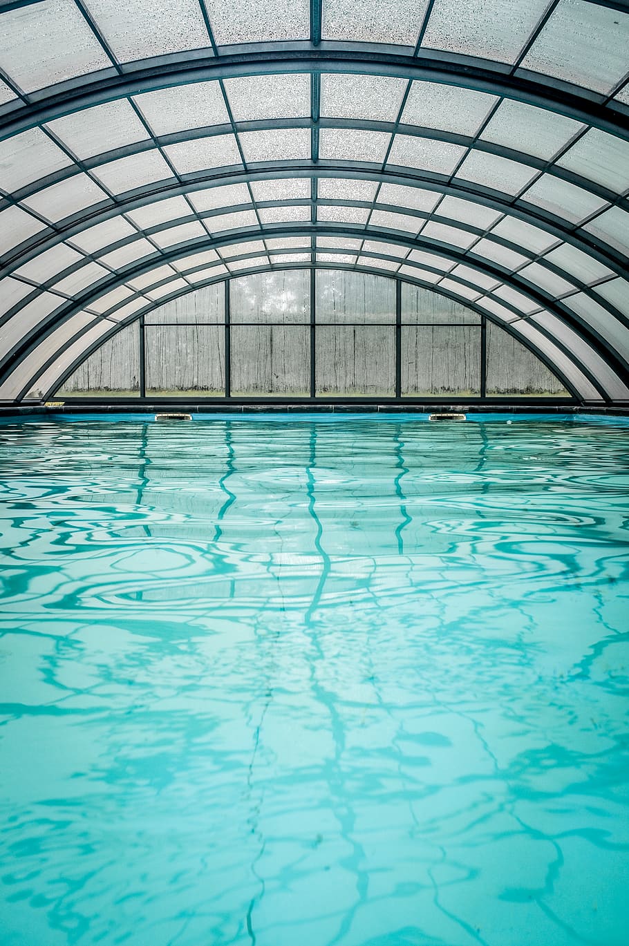 pool at the garden, swimming pool, water, blue, architecture HD wallpaper