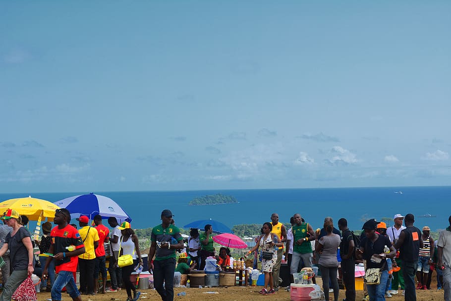 cameroon, limbe, stadium, people, sea, cameroun, atlantic ocean, HD wallpaper