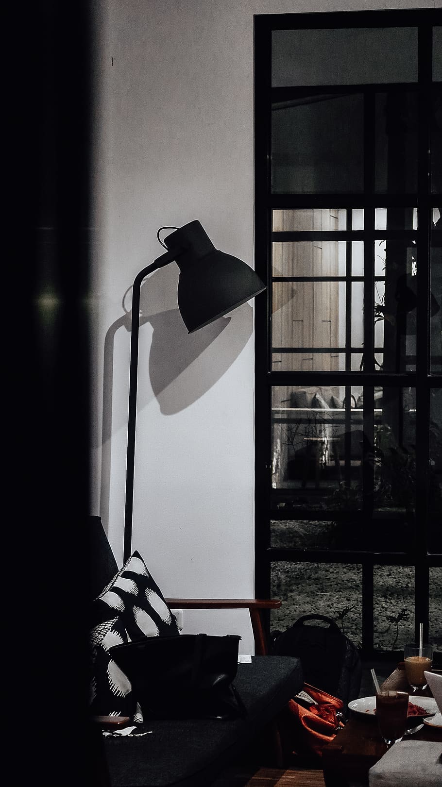 black floor lamp, bird, window, animal themes, no people, indoors HD wallpaper