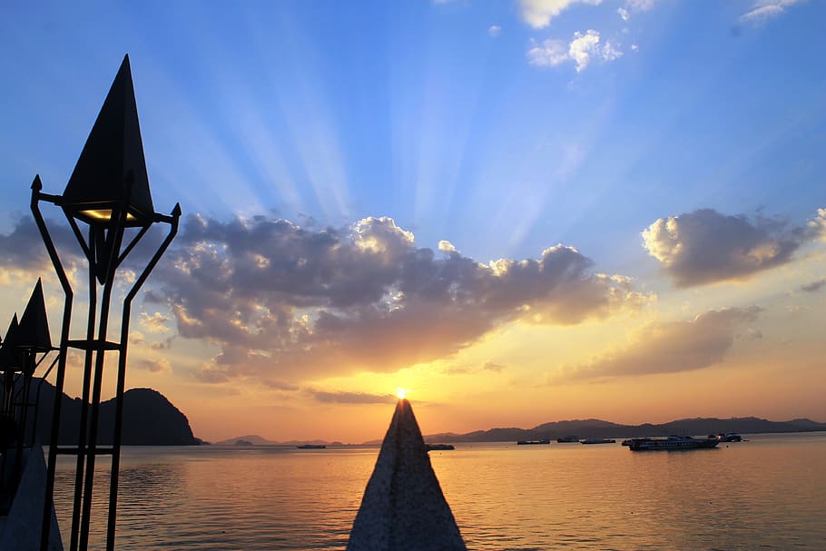 sky, sun, cloud, panorama, light, nature, evening, sea, bright HD wallpaper