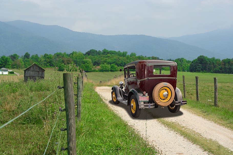 HD wallpaper: antique, model a, ford, blue ridge mountains, virginia