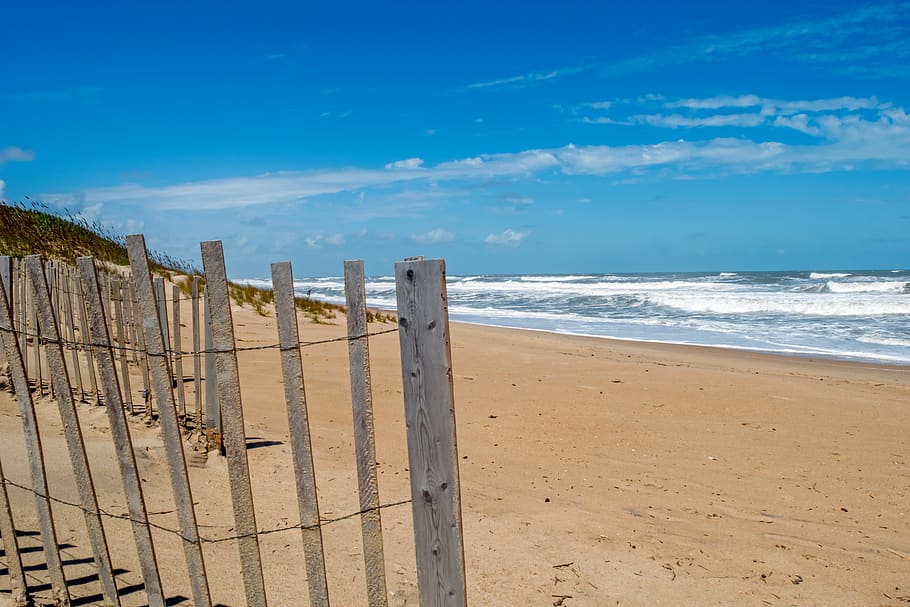 beach, sea, land, sky, water, sand, horizon, horizon over water, HD wallpaper