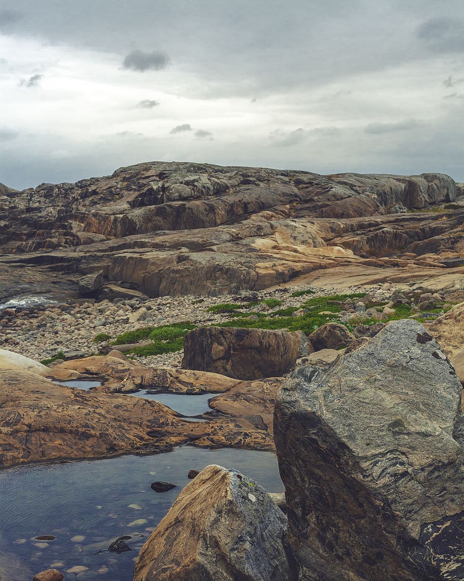 rocks, cliffs, landscape, coast, sweden, sverige, ersdalen HD wallpaper