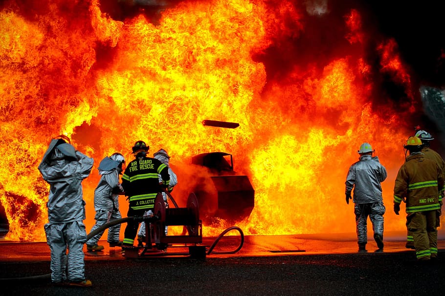 firefighter, mission, human, activity, job, work, burning, flame HD wallpaper
