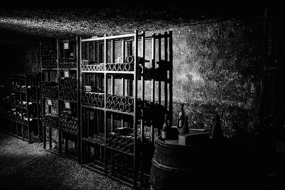 gray metal rack, shelf, furniture, beverage, drink, wine, alcohol HD wallpaper