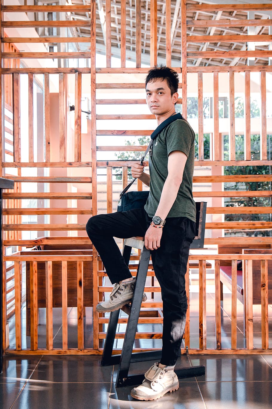 Man Standing Beside Chair, daylight, depression, emotion, facial expression HD wallpaper