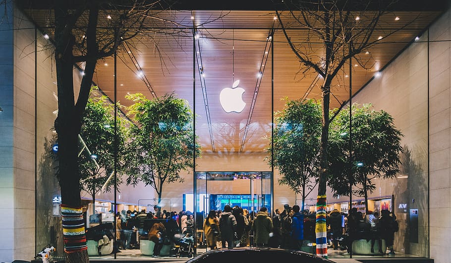 group of people inside Apple store, human, person, lighting, pedestrian, HD wallpaper