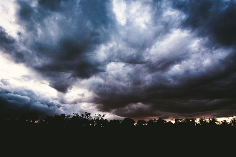 sky, clouds, cloudy, storm, night, dark, evening, dusk, silhouette HD wallpaper