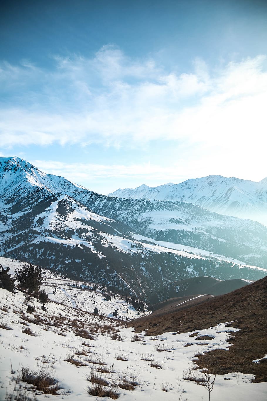 Photo of Mountains Covered by Snow, altitude, clouds, cold, daylight HD wallpaper