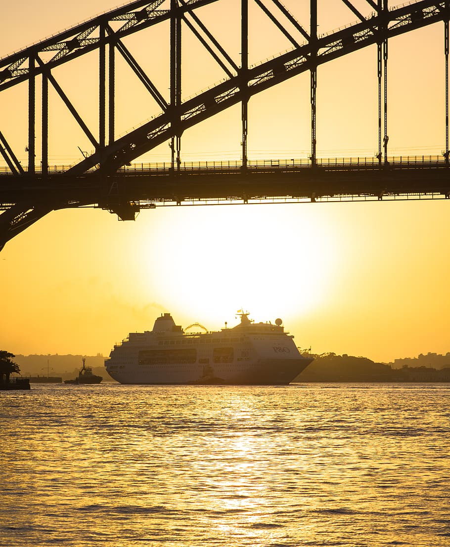 australia, sydney, sydney harbour bridge, ship, cruise ship, HD wallpaper