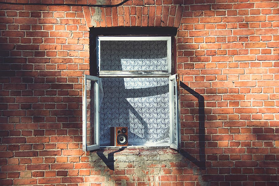 white framed glass window, brick, wall, brickwall, building, house HD wallpaper