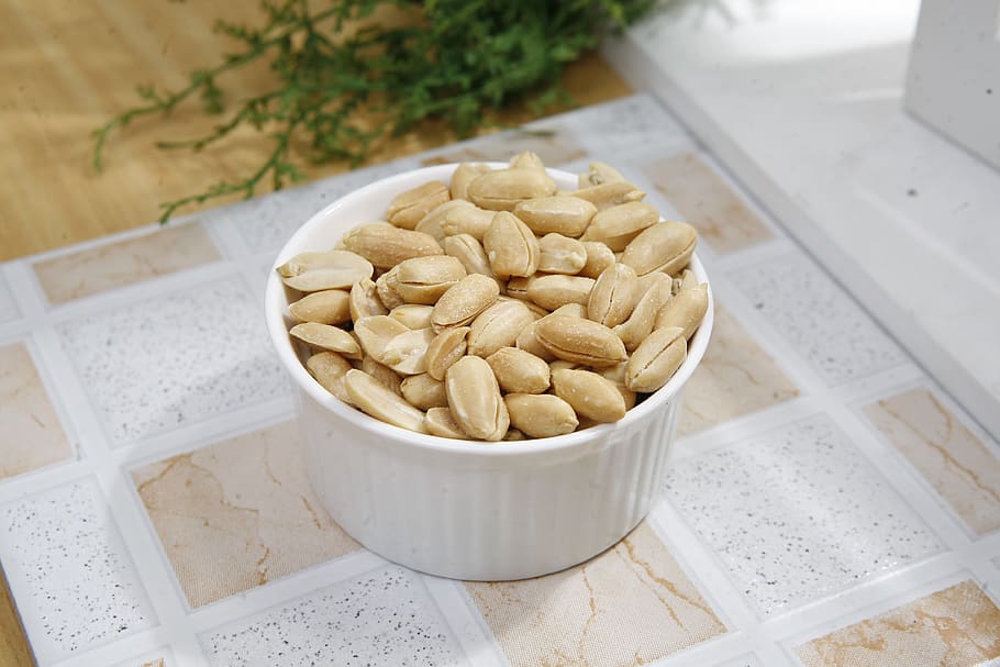 Peanuts in White Ceramic Bowl, food, snack, food and drink, freshness HD wallpaper