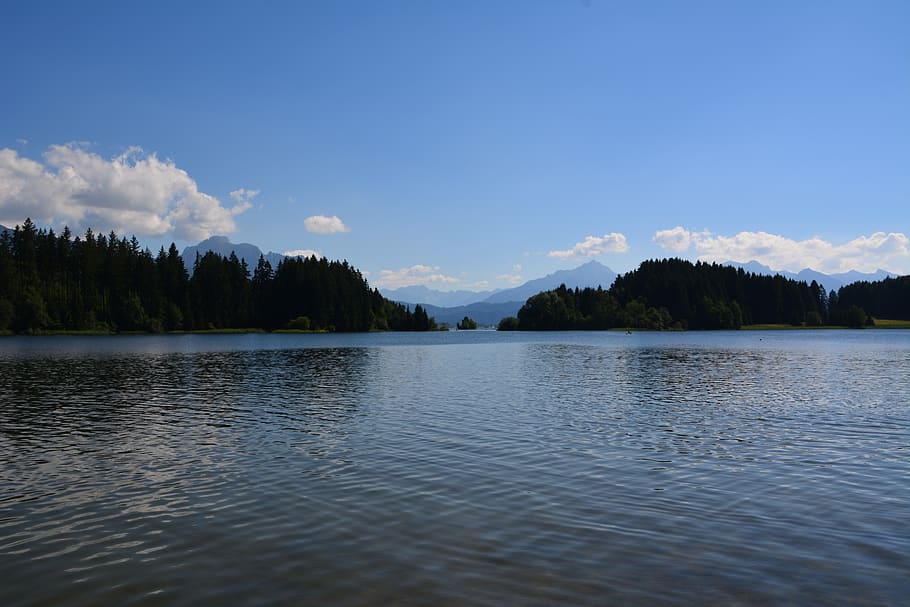 lake, tree, landscape, mountains, water, nature, waters, forest HD wallpaper