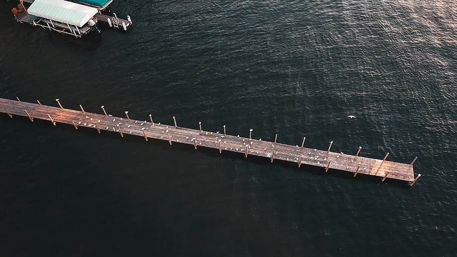 dock on ocean, water, waterfront, pier, port, arnolds park, united states HD wallpaper