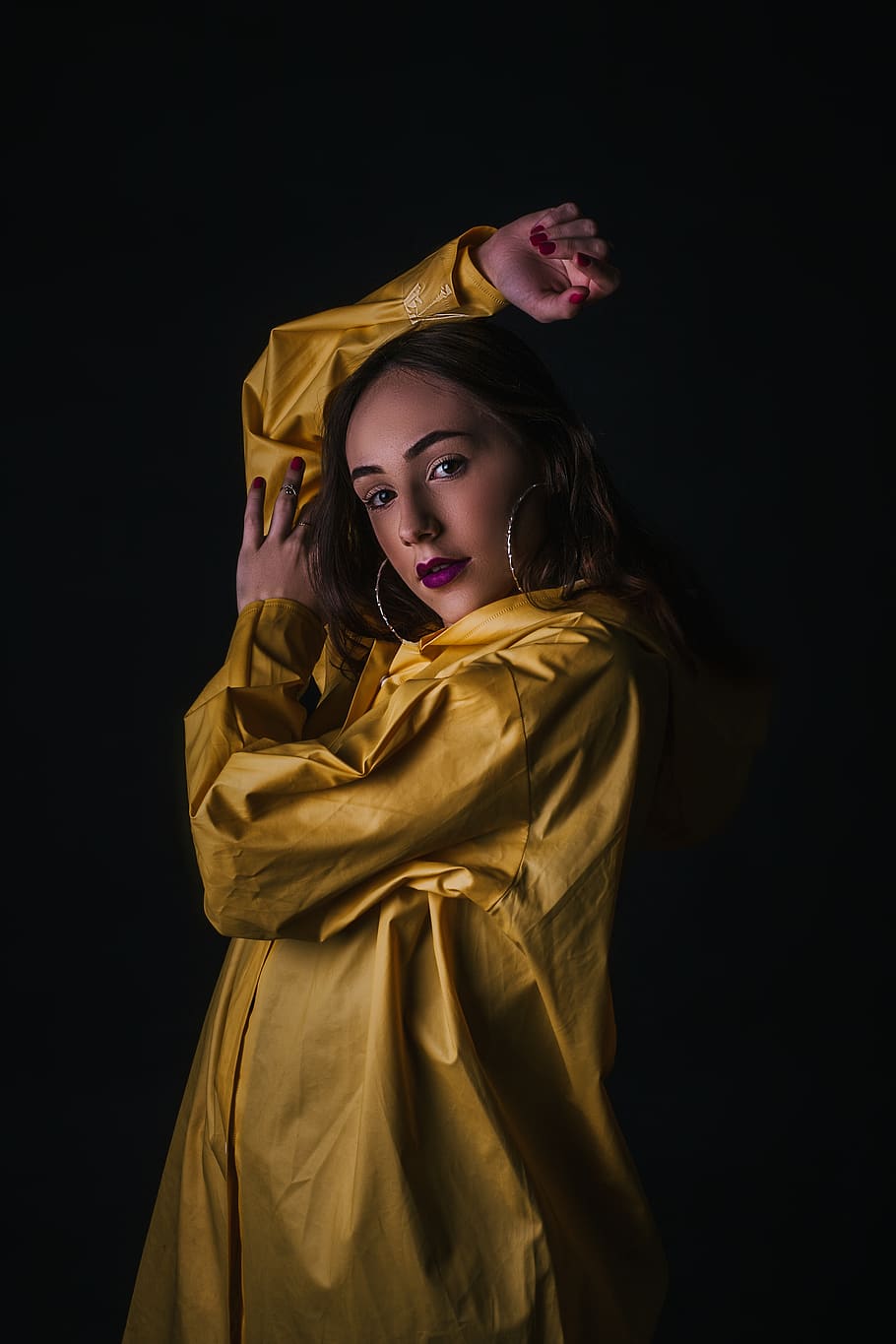 Photo Of Woman Wearing Yellow Raincoat, adult, beautiful, beauty, HD wallpaper
