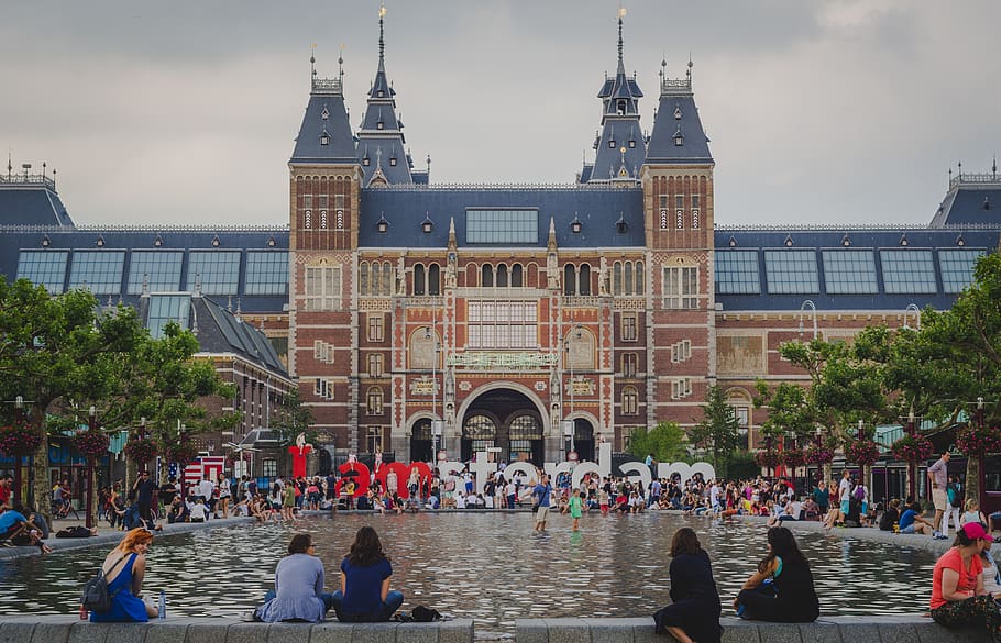 netherlands, amsterdam, holland, i amsterdam, rijksmuseum, architecture, HD wallpaper