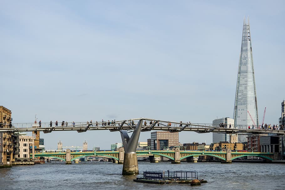london, united kingdom, millennium bridge, thames, londen, theems, HD wallpaper