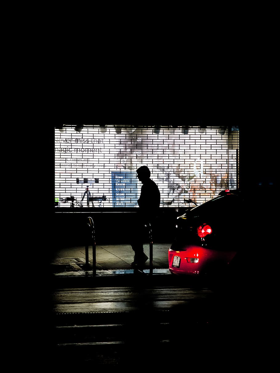 dark, night, people, waiting, alone, outside, road, street HD wallpaper