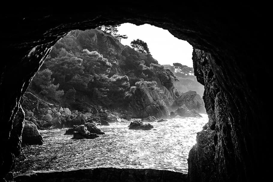 spain, lloret de mar, water, rock, rock - object, beauty in nature HD wallpaper