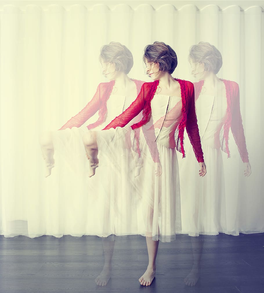 italy, milan, female, white dress, pastel tones, red, dancer, HD wallpaper