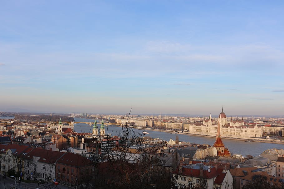 budapest, hungary, danube, river, skyline, blue, buildings HD wallpaper