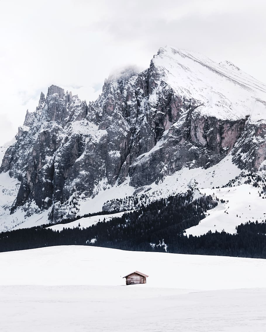 gray snow covered mountain, cold temperature, winter, beauty in nature HD wallpaper